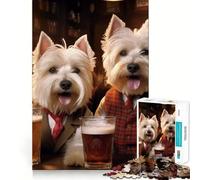 West Highland Terrier Pub 1000 Pieces Puzzles for Teenagers Mind Boost Fun High Accuracy Cutting Craft Calming Mental Break Activity (50x75cm)