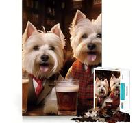 West Highland Terrier Pub Adults 1000 Pieces Puzzle Mental Fun Game Advanced Laser Cutting Tech Amusing Challenge for Waiting Time (38x52cm)