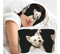 West Highland Terrier with Collar, Sleep Mask for Home Travel, Full Eye Covers Light Blocking Eye Mask Sleep Eye and Ear Muffs