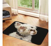 West Highland Terrier With Collar,Waterproof Pet Feeding Mat,PU Leather Placemats for Cat Dog Water Bowl,Food Mats,30x45cm