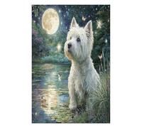 West Highland White Terrier 1000 Pc DIY Jigsaw Puzzle Cute Animal Pets Puzzles for Adults Teens Hard Challenging Team Building Stress Reducing Autumn Premium Quality Material 1000 PCS
