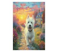 West Highland White Terrier 1000 Pcs Jigsaw Puzzles Cute Animal Pets Puzzles for Adults Teens Fun Family Game Team Building Stress Reducing Autumn Durable Cardboard 1000 PCS