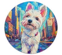 West Highland White Terrier 1000 Piece Animation Round Jigsaw Puzzles What Happens Next Beautiful Decoration for Adults And Kids 1000pcs (67.5x67.5cm)