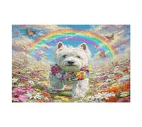 West Highland White Terrier 1000 Piece Complete Jigsaw Puzzle Set Cute Animal Pets Teens Beginners Educational Challenge Puzzle Fans Group Play Anniversary Quality Material 1000 PCS