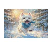 West Highland White Terrier 1000 Piece Jigsaw Puzzle for Adults Cute Animal Pets Kitchen Wall Decor Art Project Precision Cut Great Gift for Art Lovers 1000 PCS