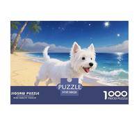 West Highland White Terrier 1000 Piece Jigsaw Puzzles Fun Challenging Modern Pet Dog Educational Game for The Whole Gifts for Adults 38x26cm/1000pcs