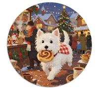 West Highland White Terrier 1000 Piece Round Jigsaw Puzzle Creative Christmas for Pet Dogs Hard Challenging Games for Adults And Kids 1000pcs (67.5x67.5cm)