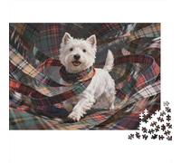 West Highland White Terrier 1000 Pieces Jigsaw Puzzle for Adults 14+, Eco-Friendly Cardboard, Scottish Terrier, Stress Relief Entertainment, Creative Family Activity, Great Gift Idea 38x26cm/1000pcs