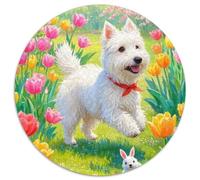 West Highland White Terrier 1000 Pieces Round Jigsaw Puzzles What Happens Next Beautiful Decoration for Adults And Kids 1000pcs (67.5x67.5cm)