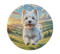 West Highland White Terrier 120 Piece Circular Jigsaw Puzzle Animal Shape All Ages Suitable Stress Relief Puzzle Educational Learning Through Play Home Decor 120 PCS