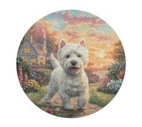 West Highland White Terrier 120 Piece Circular Puzzle Cute Animal Pets Animal Shape Educational Stress Relief Puzzle All Ages Home Decor Creative Design Educational Challenging 120 PCS