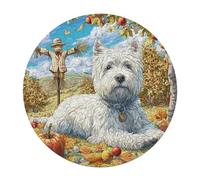 West Highland White Terrier 120 Piece Circular Puzzle Cute Animal Pets Animal Shape Premium Stress Relief Puzzle Home Decor Family Bonding Creative Challeng Educational 120 PCS