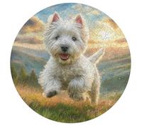 West Highland White Terrier 195 Piece Circular Puzzle Cute Animal Pets Animal Shape Educational Stress Relief Puzzle All Ages Home Decor Creative Design Educational Challenging 195 PCS