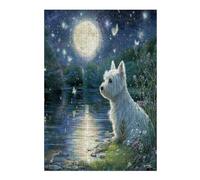 West Highland White Terrier 300 Pc DIY Jigsaw Puzzle Cute Animal Pets Puzzles for Adults Teens Hard Challenging Team Building Stress Reducing Autumn Premium Quality Material 300 PCS