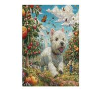 West Highland White Terrier 300 Pc DIY Jigsaw Puzzle Cute Animal Pets Puzzles for Adults Teens Hard Challenging Team Building Stress Reducing Autumn Premium Quality Material 300 PCS
