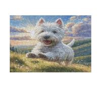 West Highland White Terrier 300 Pcs Jigsaw Puzzle Bundle Cute Animal Pets Family Puzzle Lovers Fun Family Game Mindful Activity Spring Gift Precision Cut Cardboard 300 PCS