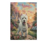 West Highland White Terrier 300 Pcs Jigsaw Puzzle Bundle Cute Animal Pets Puzzle for Adults Teens 14+ Fun Family Game Mindful Activity Spring Gift Precision Cut Board 300 PCS