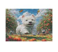 West Highland White Terrier 300 Piece Complete Jigsaw Puzzle Set Cute Animal Pets Teens Beginners Educational Challenge Puzzle Fans Group Play Anniversary Quality Material 300 PCS
