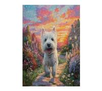 West Highland White Terrier 300 Piece Jigsaw Puzzle Cute Animal Pets For Men Cognitive Development Adults Anxiety Memory Care Mothers Valentines Gift High-grade Rigid Cardboard 300 PCS