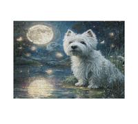 West Highland White Terrier 300 Piece Jigsaw Puzzle Cute Animal Pets For Men Educational Decompression Adults Anxiety Memory Care Mothers Valentines Gift Sturdy Paperboard 300 PCS