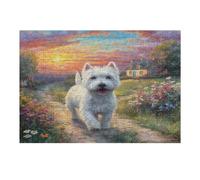 West Highland White Terrier 300 Piece Jigsaw Puzzle for Adults Cute Animal Pets Jigsaw Puzzle Lover Must Have Family Activity Colourful Design Ideal Birthday Present 300 PCS