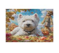 West Highland White Terrier 300 Piece Premium Jigsaw Puzzle Cute Animal Pets For Men Educational Decompression Adults Anxiety Memory Care Mothers Valentines Creativity Gift Giving 300 PCS