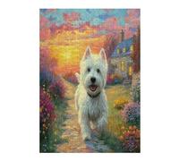 West Highland White Terrier 300 Piece Premium Jigsaw Puzzle Cute Animal Pets For Men Educational Decompression Adults Anxiety Memory Care Mothers Valentines Wooden 300 PCS