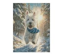 West Highland White Terrier 500 Pc DIY Jigsaw Puzzle Cute Animal Pets Puzzles for Adults Teens Hard Challenging Team Building Stress Reducing Autumn Gift 500 PCS