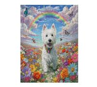 West Highland White Terrier 500 Pcs Jigsaw Puzzles Cute Animal Pets Puzzles for Adults Teens Fun Family Game Team Building Stress Reducing Autumn Gift Durable Recycled Material 500 PCS