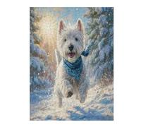West Highland White Terrier 500 Piece Jigsaw Puzzle Cute Animal Pets For Men Cognitive Development Adults Anxiety Memory Care Mothers Valentines Gift High-grade Rigid Cardboard 500 PCS