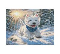 West Highland White Terrier 500 Piece Jigsaw Puzzle for All Ages Cute Animal Pets Jigsaw Thoughtful Graduation Gift Family Activity Colourful Design Home Decor Accent 500 PCS