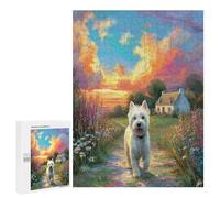 West Highland White Terrier 500 Piece Jigsaw Puzzles Suitable All Ages Cute Animal Pets Jigsaws Perfect Festival Gift Family Gathering Brainteasing Relaxation Living Room 500 PCS