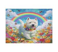 West Highland White Terrier 500 Pieces Jigsaw Puzzles Cute Animal Pets For Men Educational Decompression Adults Anxiety Memory Care Mothers Valentines Premium Cardboard 500 PCS