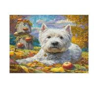 West Highland White Terrier 500 Pieces Jigsaw Puzzles Cute Animal Pets For Men Educational Decompression Adults Anxiety Memory Care Mothers Valentines Cardboard 500 PCS