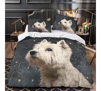 West Highland White Terrier Comforter Cover 3D Design Printed Luxury 3 Piece Bedding Set Zipper Quilt Cover Super Soft Breathable for Kids Teens Adults Women Youth Teenagers Super king（260x220cm）