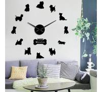 West Highland White Terrier DIY Giant Wall Clock Mirror Effect Arylic Wall Art Pet Dog I Love My Westie Long Hands Wall Clocks(Black,37inch)