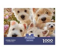 West Highland White Terrier Dogs Jigsaw Puzzle for Adults 1000 Piece Jigsaw Puzzle Paper Material Outdoor Garden Scene Focus Family Relax Home Decor Gift 70x50cm/1000pcs