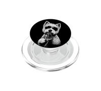 West Highland White Terrier Drinking Iced Coffee Funny PopSockets PopGrip for MagSafe