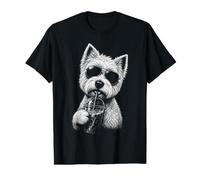West Highland White Terrier Drinking Iced Coffee Funny Value Graphic T-Shirt, Men, Black, S