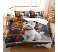 West Highland White Terrier Duvet Cover Sets 3 PCS Hotel Quality Quilt Cover Bedding Sets Bed Covers with Pillowcases with Zipper Closure Ultra Soft Hypoallergenic Microfiber Double（200x200cm）