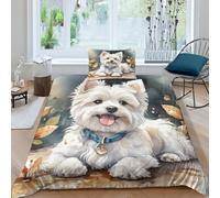 West Highland White Terrier Duvet Cover Sets For Kids Teens Soft Microfiber Quilt Cover 3D Printed Comforter Cover With Pillowcase Kids Bedding Set Accessories Gifts Present Single（135x200cm）