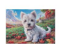 West Highland White Terrier Flower Field Cute Pet 300 Piece Jigsaw Puzzle for Adults Happy Time Vacation Souvenir Memory Keepsake No Dust Pieces Great Gift for Travelers 300 PCS