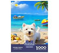 West Highland White Terrier Jigsaw Puzzles for Adult Educational Game Difficult Challenges 1000 Pieces Difficult Hard Jigsaw Puzzles for Man And Woman with Letters on Back 70x50cm/1000pcs