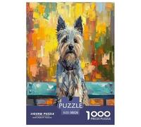 West Highland White Terrier Jigsaw Puzzles for Adults Difficult Challenges 1000 Pieces Difficult Hard Jigsaw Puzzles for Man And Woman with Letters on Back 38x26cm/1000pcs