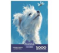 West Highland White Terrier Jigsaw Puzzles for Adults Educational Game Difficult Challenges 1000 Pieces Difficult Hard Jigsaw Puzzles for Man And Woman with Letters on Back 38x26cm/1000pcs