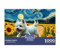 West Highland White Terrier Jigsaw Puzzles for Adults Impossible And Difficult Challenge 1000 Pieces Pet Dog Challenging Puzzle Games Educational Games There Are Letters on The Back 38x26cm/1000pcs