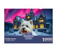 West Highland White Terrier Jigsaw Puzzles Kid Age 12 Years Up Impossible And Difficult Challenge 1000 Piece Pet Dog Challenging Puzzle Games Puzzle Games There Are Letters on The Back 38x26cm/1000pcs