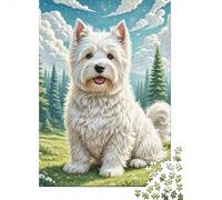West Highland White Terrier Jigsaw Puzzles Puzzles for Adults Kids. 1000 Piece Impossible Challenge Toy Educational Game Home Decoration for Educational Games Gifts 1000pcs (75x50cm)