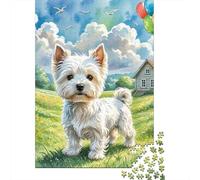 West Highland White Terrier Jigsaw Puzzles Puzzles for Adults Kids. 1000 Piece Whimsical Challenge Toy Educational Game Home Decoration for Adults& Kids Age 14 Years Up 1000pcs (75x50cm)