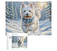 West Highland White Terrier Jigsaw Puzzles Puzzles for Adults Kids. 500 Pieces Cute Pet Great Gifts Challenge Toy Educational Games Home Decoration for Educational Games Gifts 500 PCS